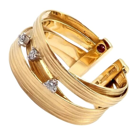 Authentic! Roberto Coin 18k Yellow Gold Diamond Silk Weave Ring sz 7 - Picture 11 of 11